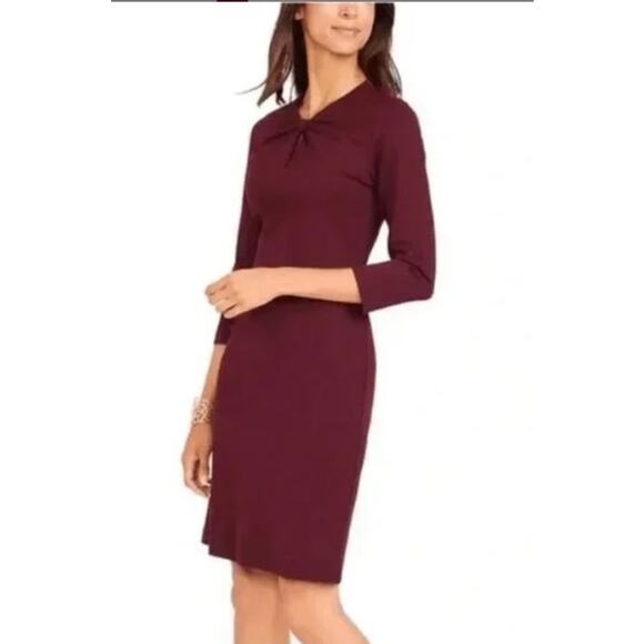 J McLaughlin Isabel Burgundy 3/4 Sleeve Sheath Dress Size Medium - Picture 11 of 11